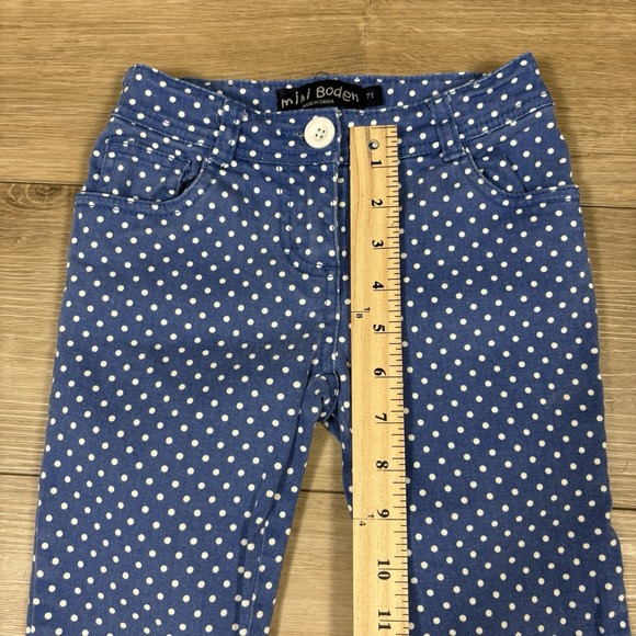 Mini Boden Girls 7Y Blue Polka Dot  Pants Adjustable Waist Pockets Girl - Picture 4 of 8